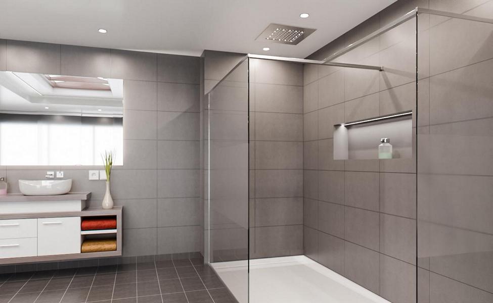 3D Visualisierung Bad BDuschbereich mit Regendusche