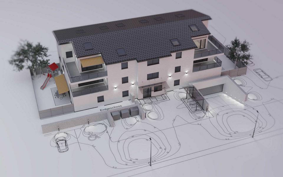 3D Visualisierung Architektur mit Lichtberechnung